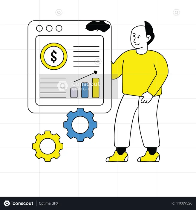 Mann macht Finanzanalyse  Illustration