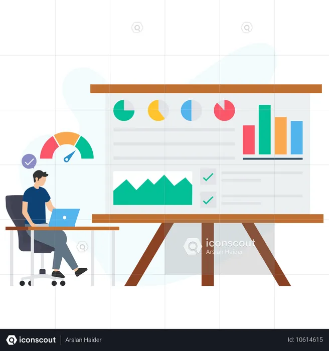 Mann macht Geschäftsanalyse  Illustration