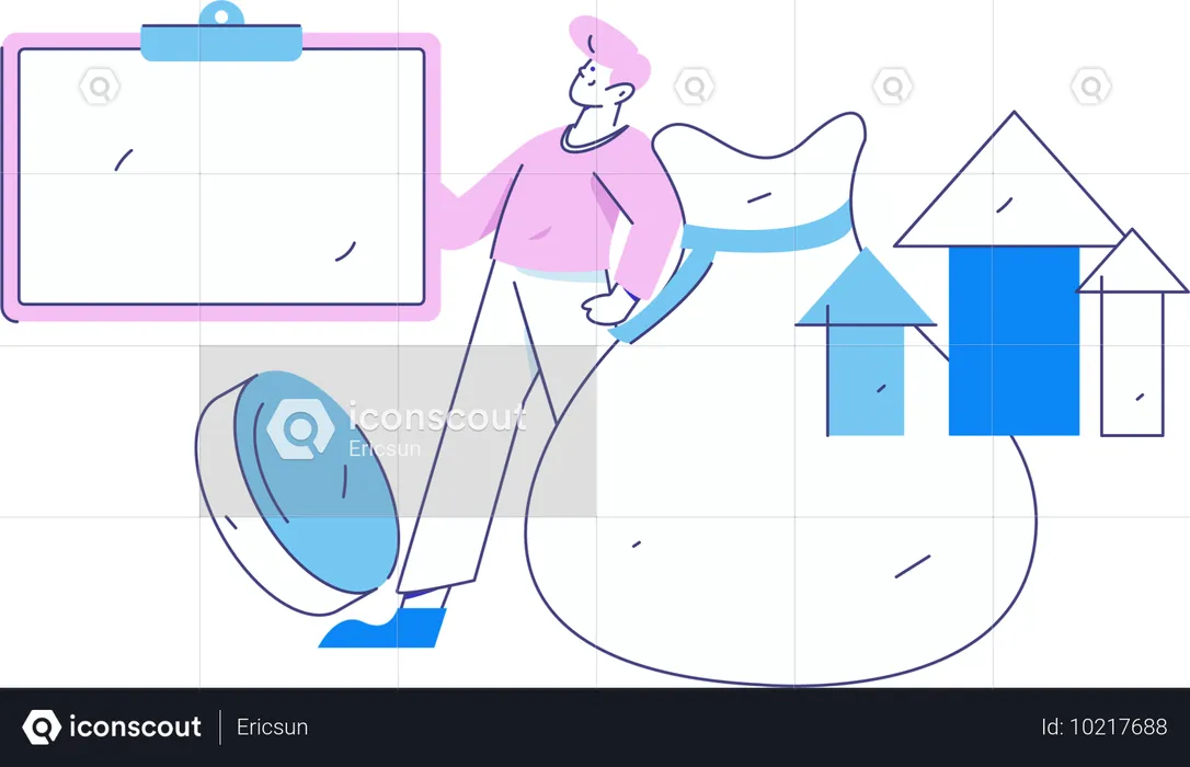 Mann führt Analyse des Investitionswachstums durch  Illustration