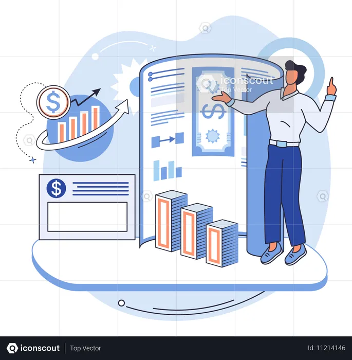 Mann macht Marktanalyse  Illustration