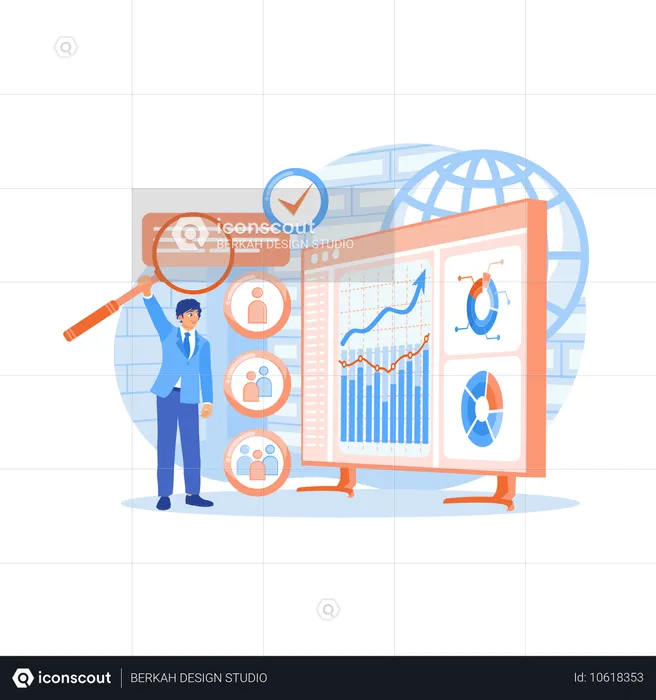 Mann macht Marktforschung  Illustration