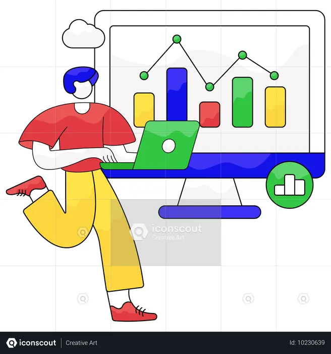 Mann macht Online-Analyse  Illustration