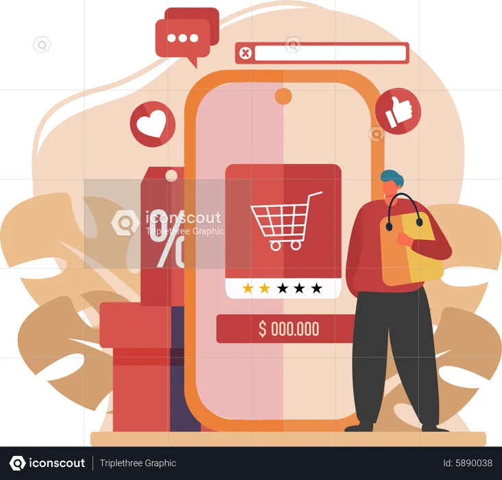 Mann macht Online-Shopping  Illustration