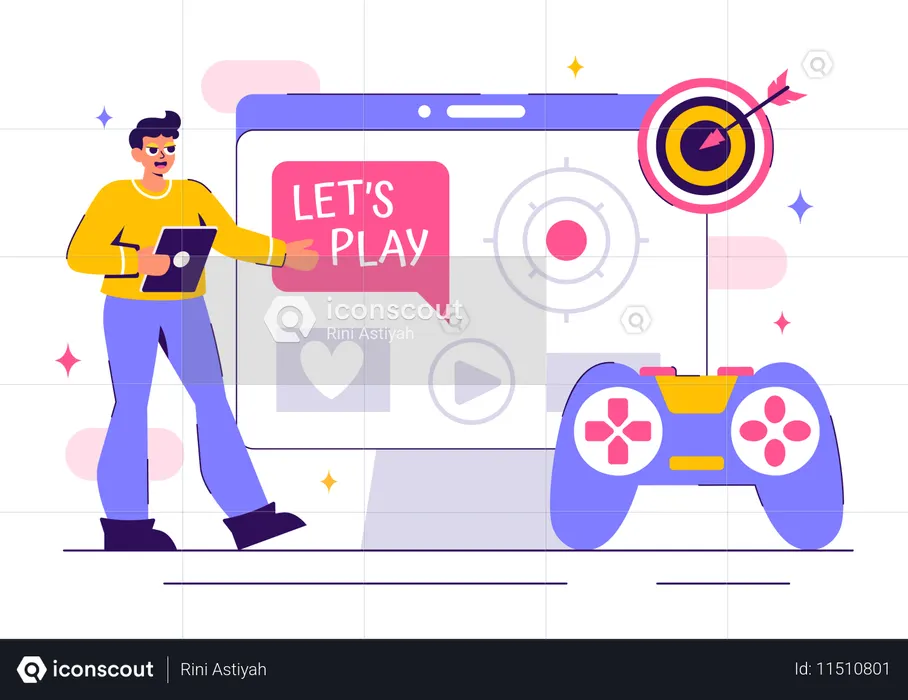 Mann beim PC-Gaming  Illustration