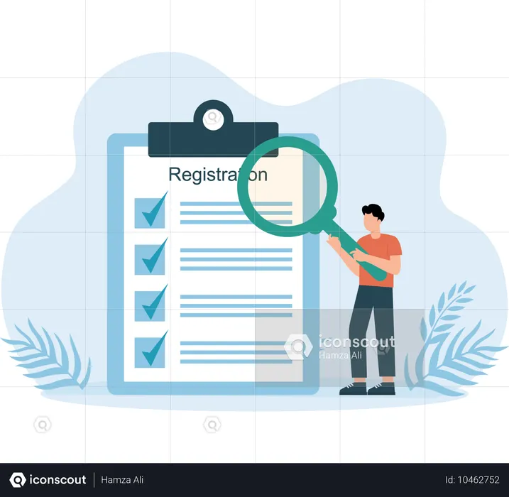 Mann bei der Registrierung  Illustration