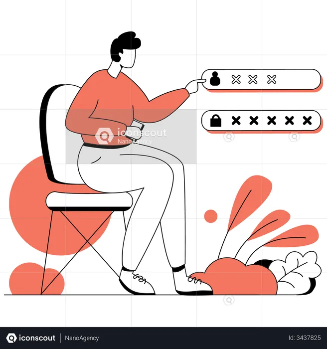 Mann macht Shop-Registrierung  Illustration