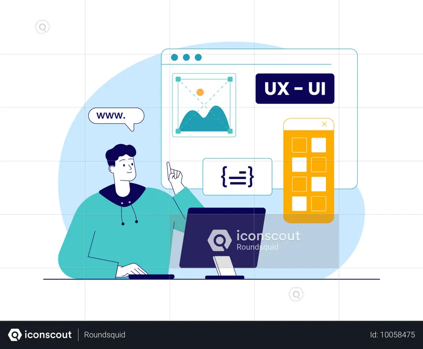 Mann macht UI-UX-Design  Illustration