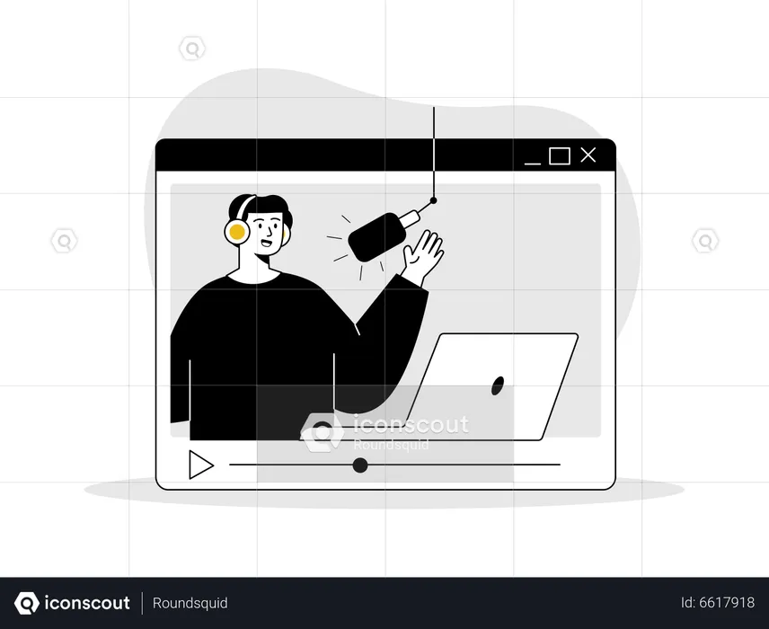 Mann macht Online-Video-Podcasting  Illustration