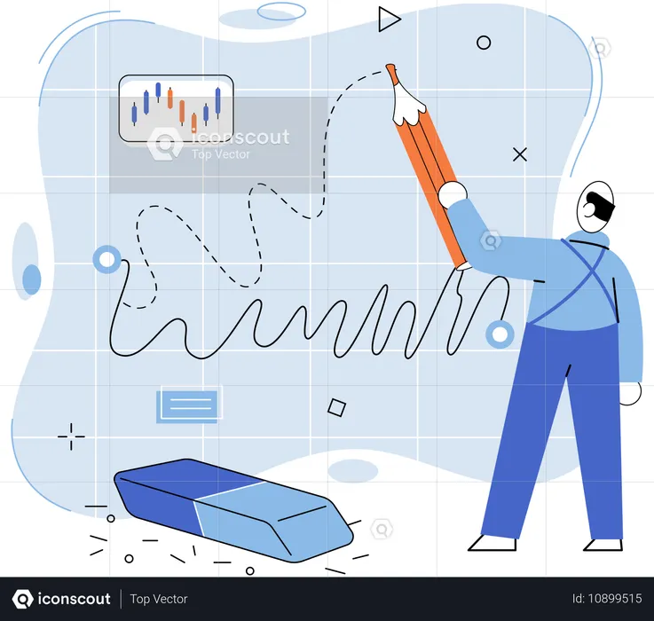 Mann manipuliert den Aktienmarkt  Illustration