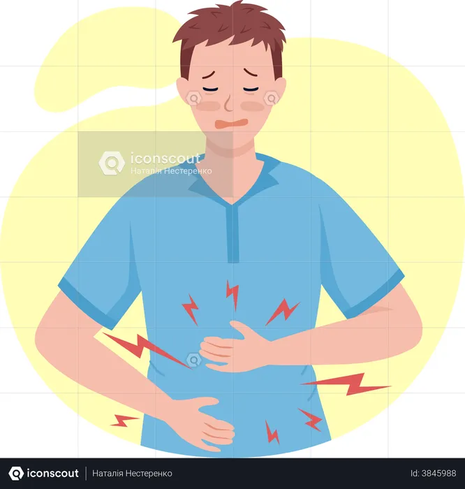 Mann mit Bauchschmerzen  Illustration