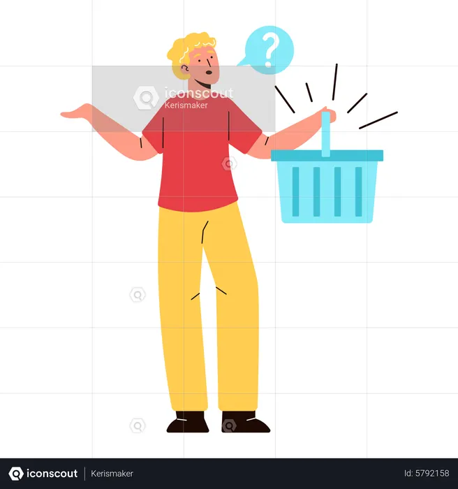 Mann mit leerem Einkaufskorb  Illustration