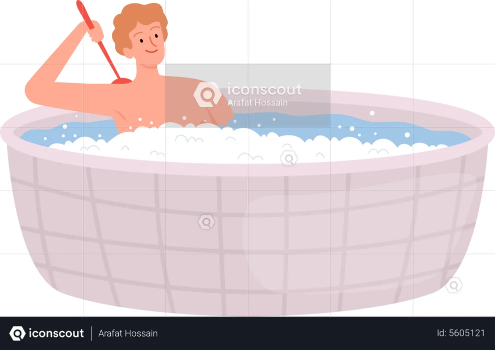 Mann beim Baden  Illustration