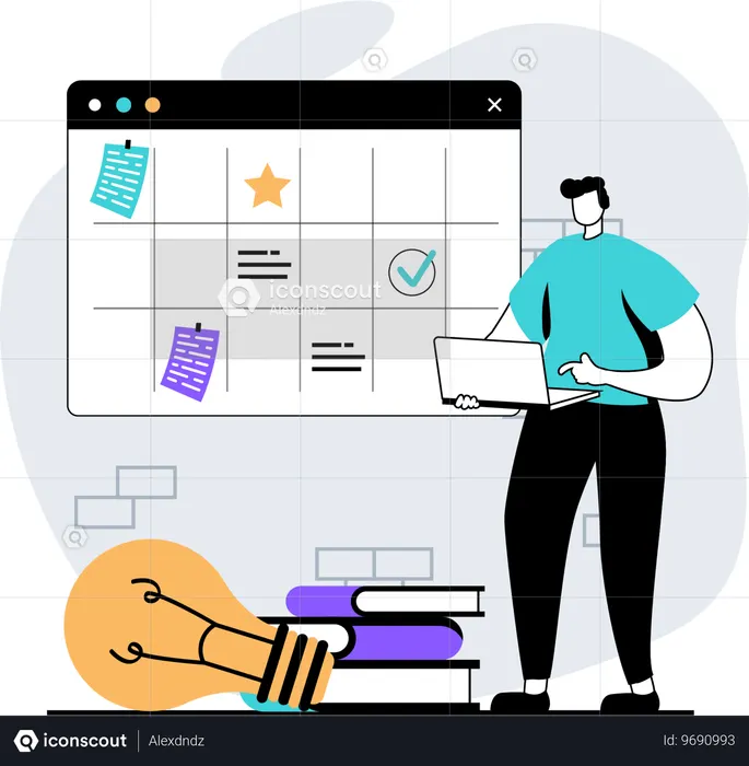 Mann plant Meeting, um Geschäftsziele zu besprechen  Illustration