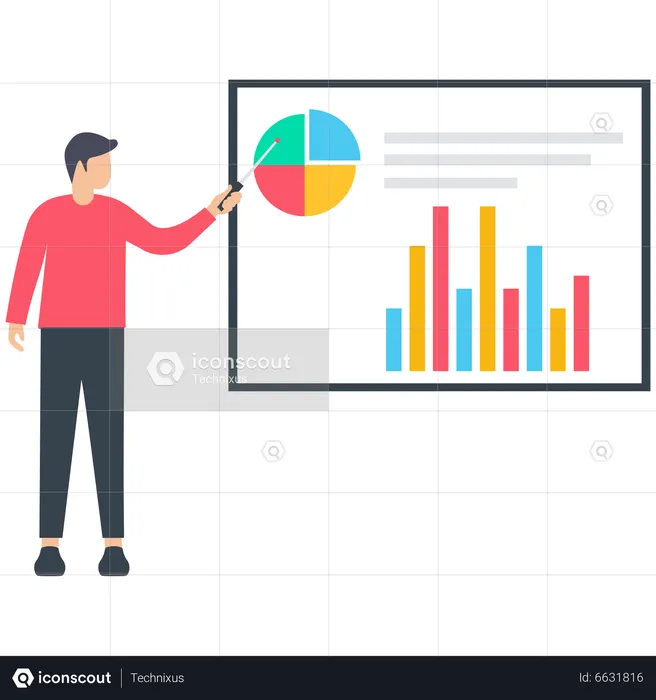 Mann präsentiert Finanzbericht  Illustration