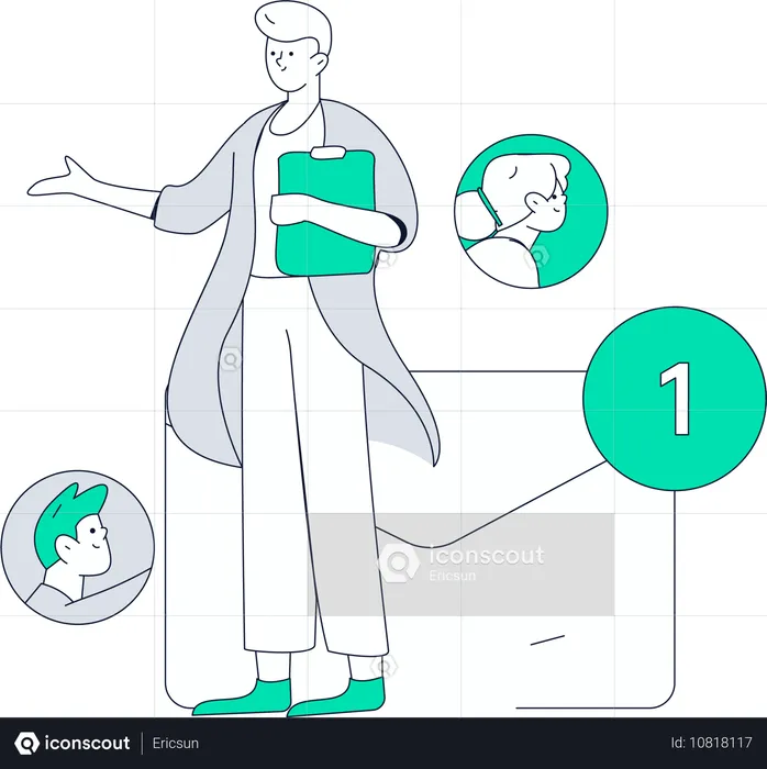 Mann prüft Bewerbungsunterlagen  Illustration