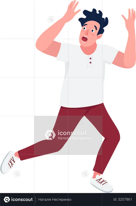 Mann rennt in Panik  Illustration
