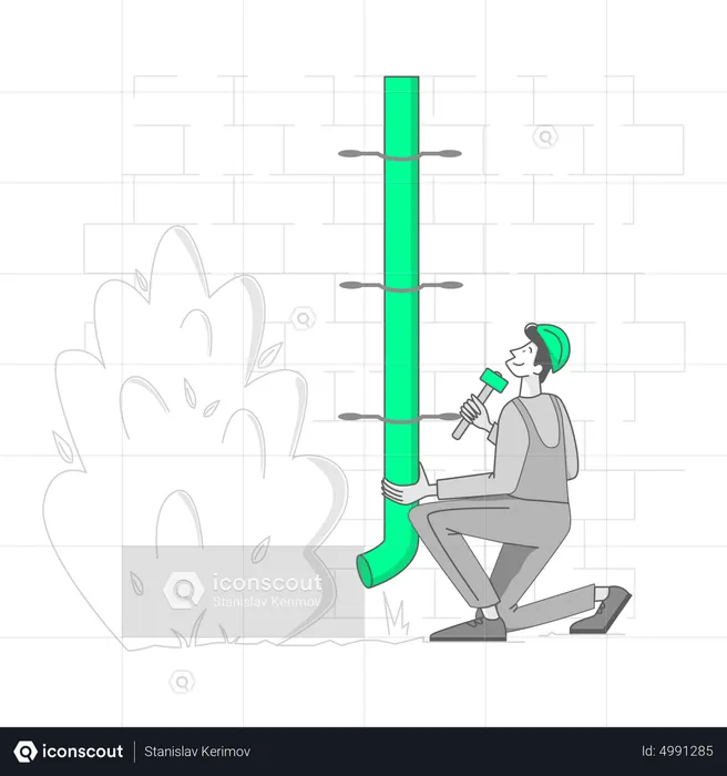 Mann repariert ein Abflussrohr  Illustration