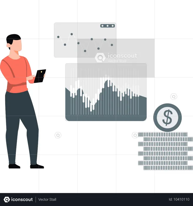 Mann sammelt Gewinne an der Börse ein  Illustration