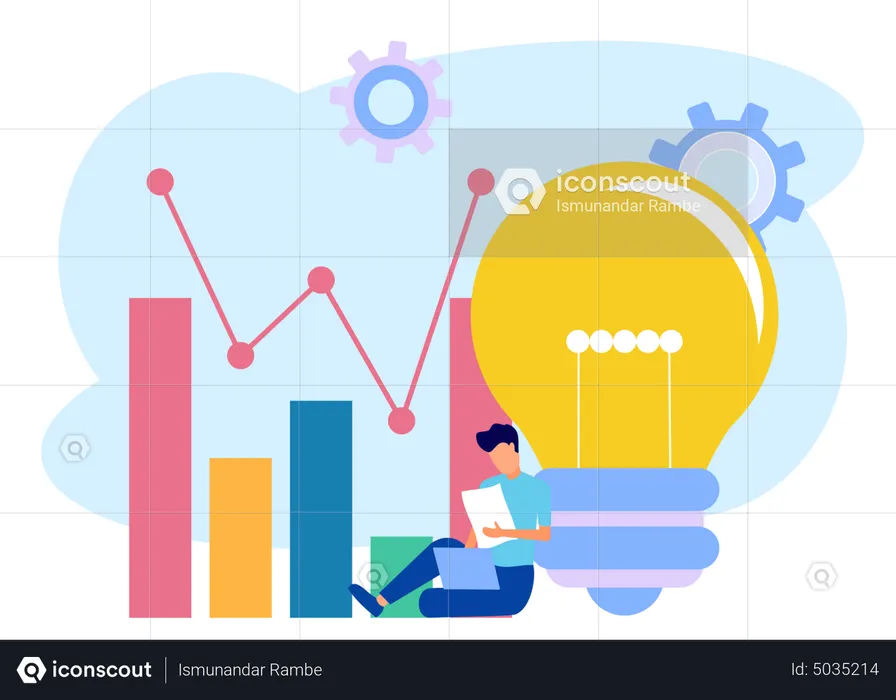 Mann sammelt Informationen über Idee  Illustration