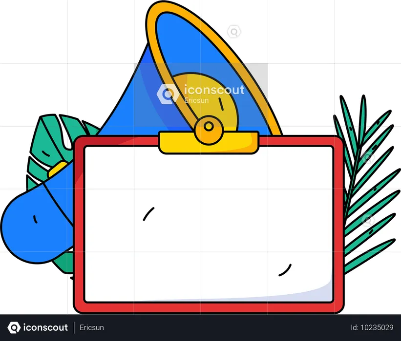 Mann schaut sich Geschäftswerbung an  Illustration