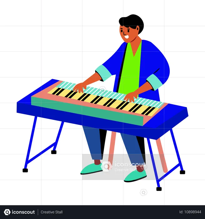 Mann spielt Clavichord  Illustration