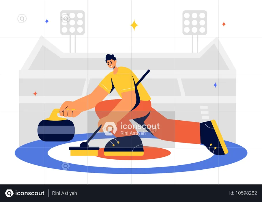 Mann spielt Curling  Illustration