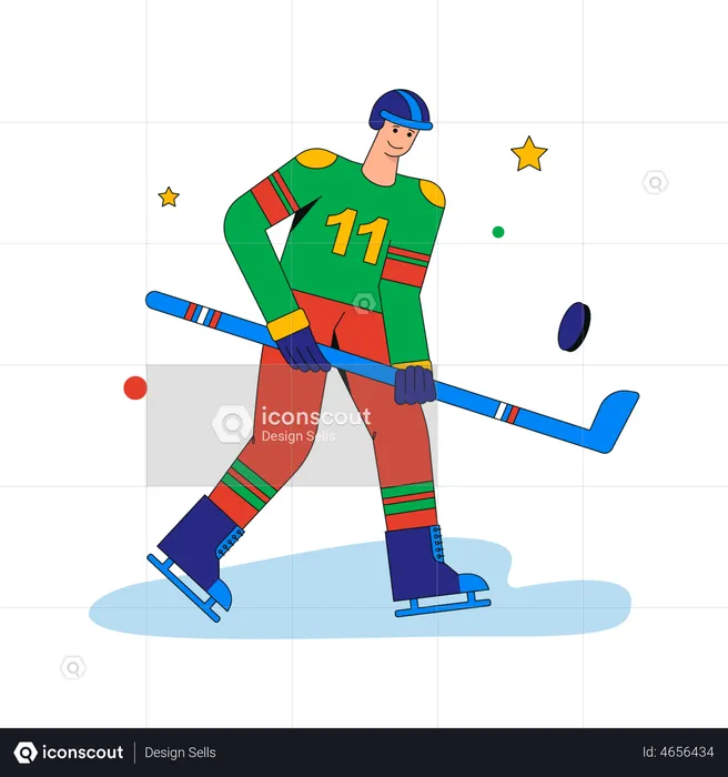 Mann spielt Eishockey  Illustration