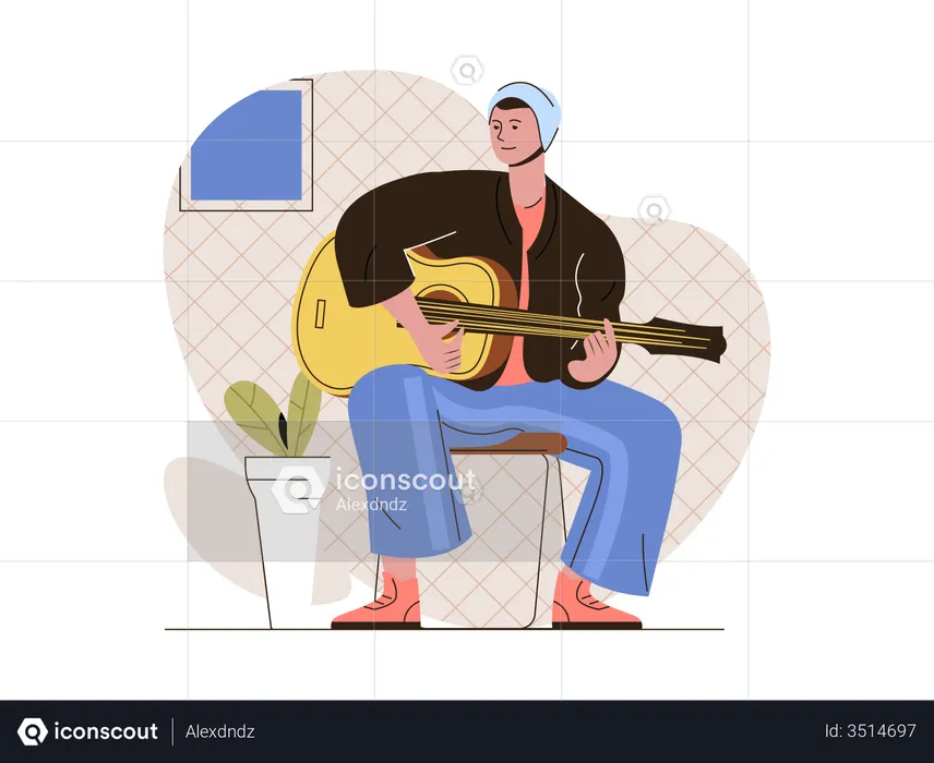 Mann spielt Gitarre  Illustration