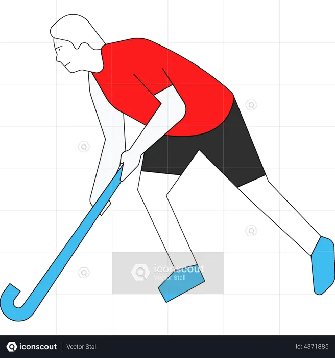 Mann spielt Hockey  Illustration