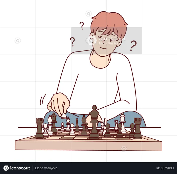 Mann spielt Schach  Illustration