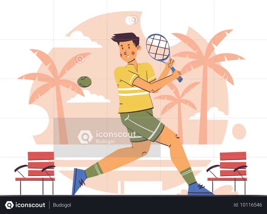 Mann spielt Tennis  Illustration