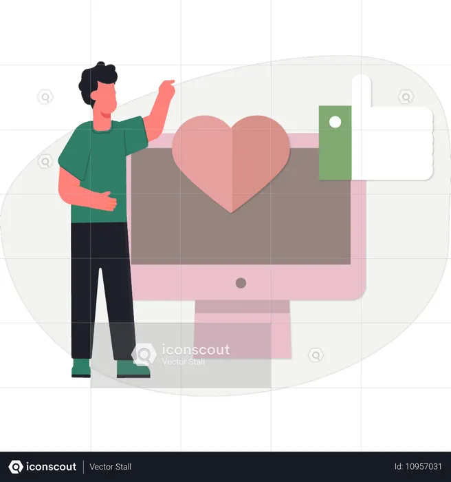 Mann spricht über Like-Videos  Illustration