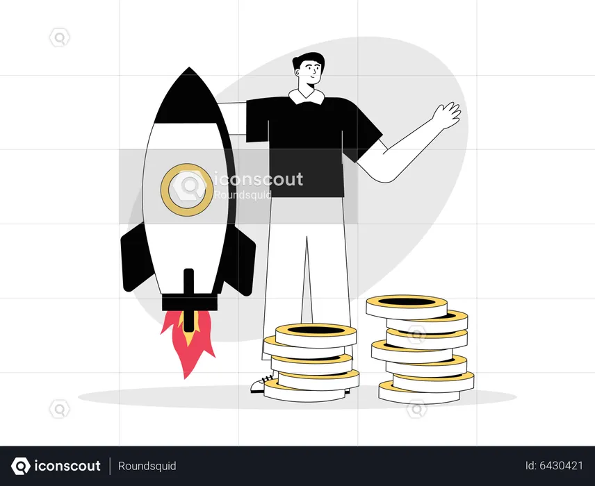 Mann gründet Finanz-Startup  Illustration