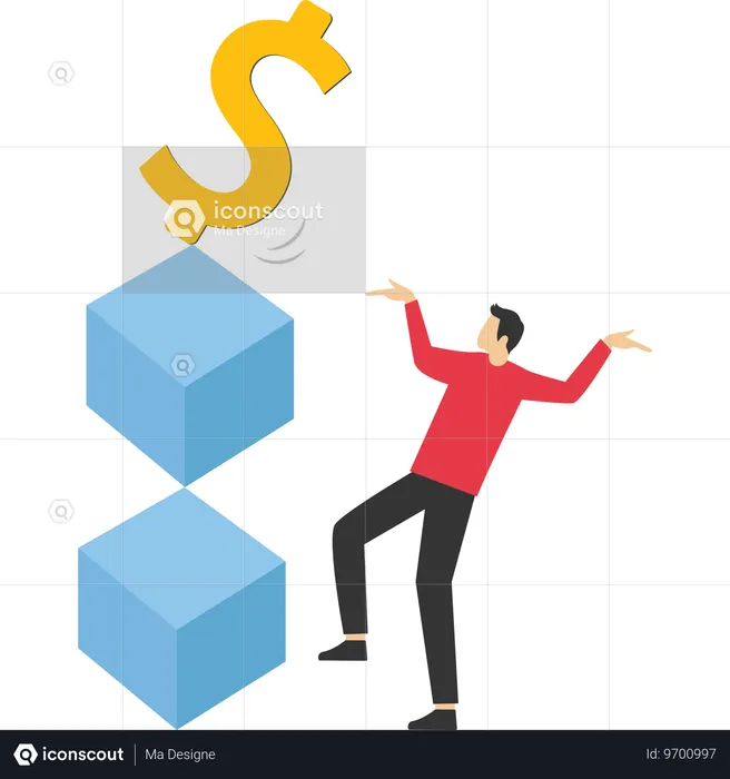 Mann vor Wirtschaftskrise  Illustration