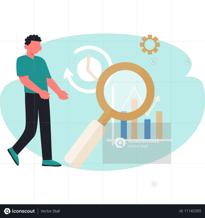 Mann sucht Geschäftsdiagramm  Illustration