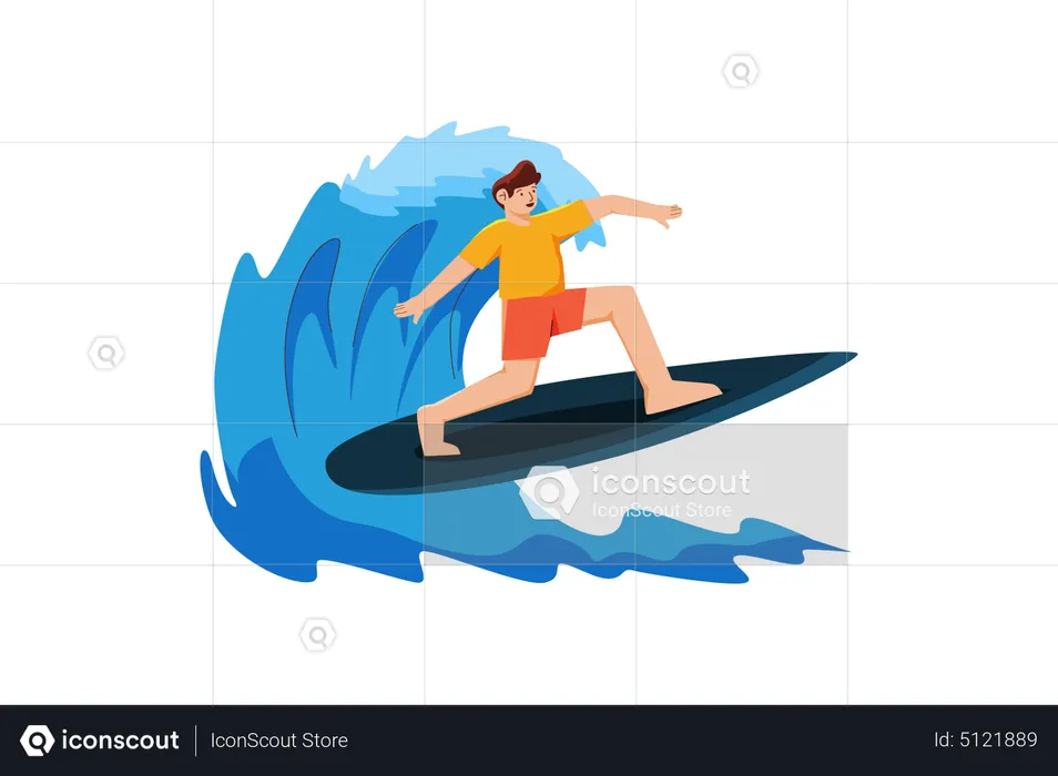 Mann Surfen im Meer  Illustration