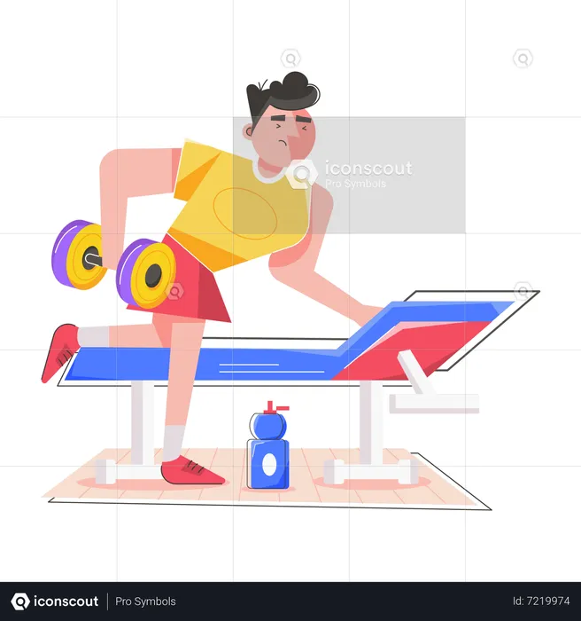 Mann beim Workout auf der Bank  Illustration