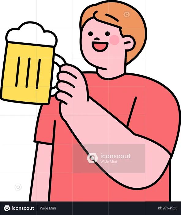 Mann trinkt Bier  Illustration