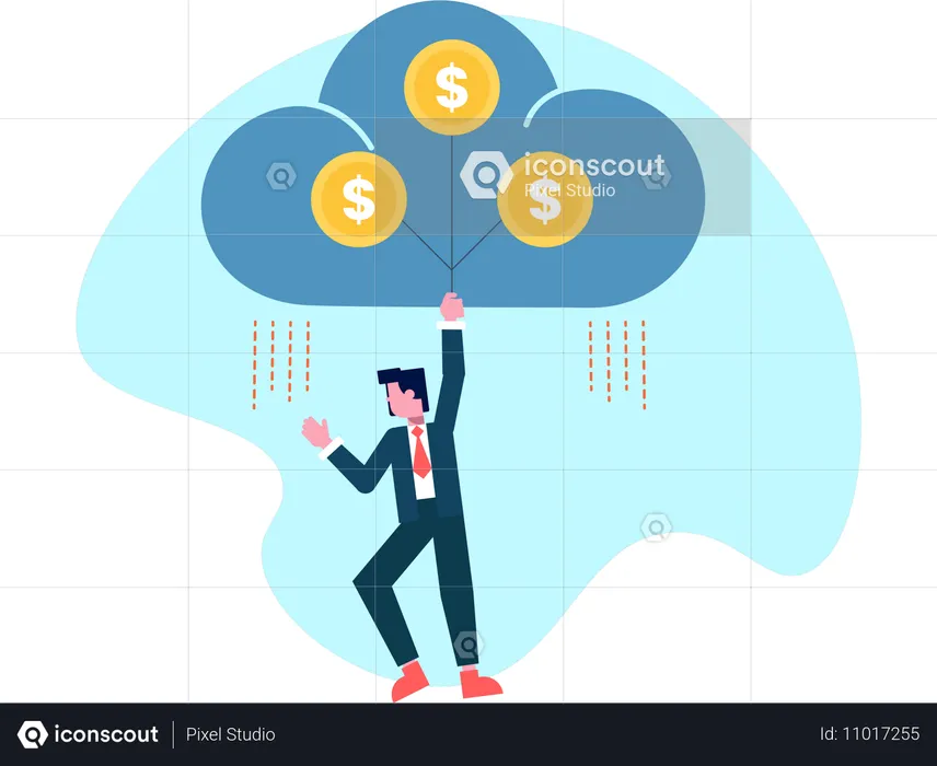 Mann verdient Cloud-Geld  Illustration