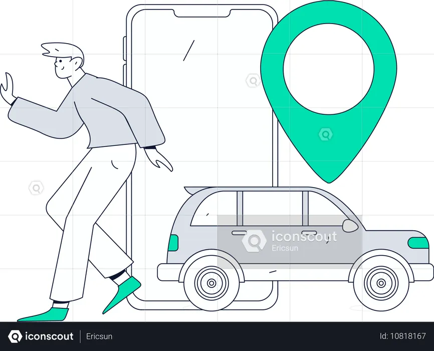 Mann wartet auf Taxi  Illustration