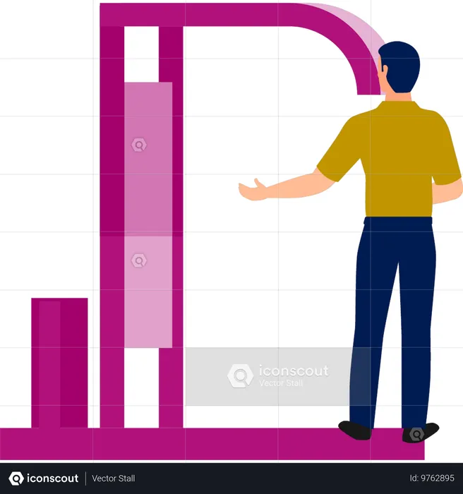 Mann wiegt Gepäck auf Waage  Illustration