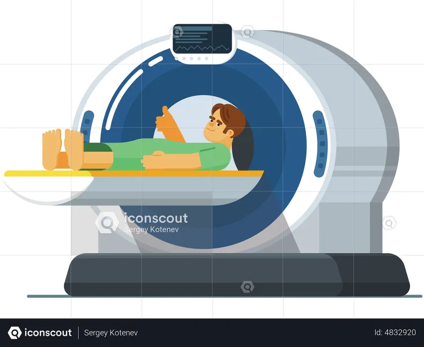 Mann unterzieht sich einem CT-Scan  Illustration