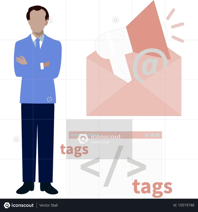 Mann zeigt E-Mail-Marketing  Illustration