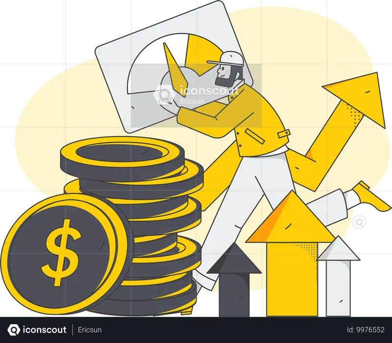 Mann zeigt finanzielle Leistung  Illustration