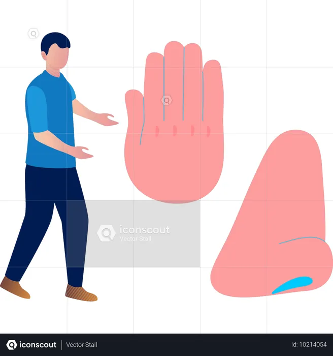 Mann zeigt menschliche Hand  Illustration