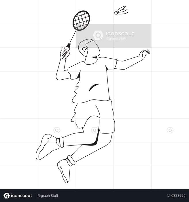 Mann schlägt Badminton  Illustration