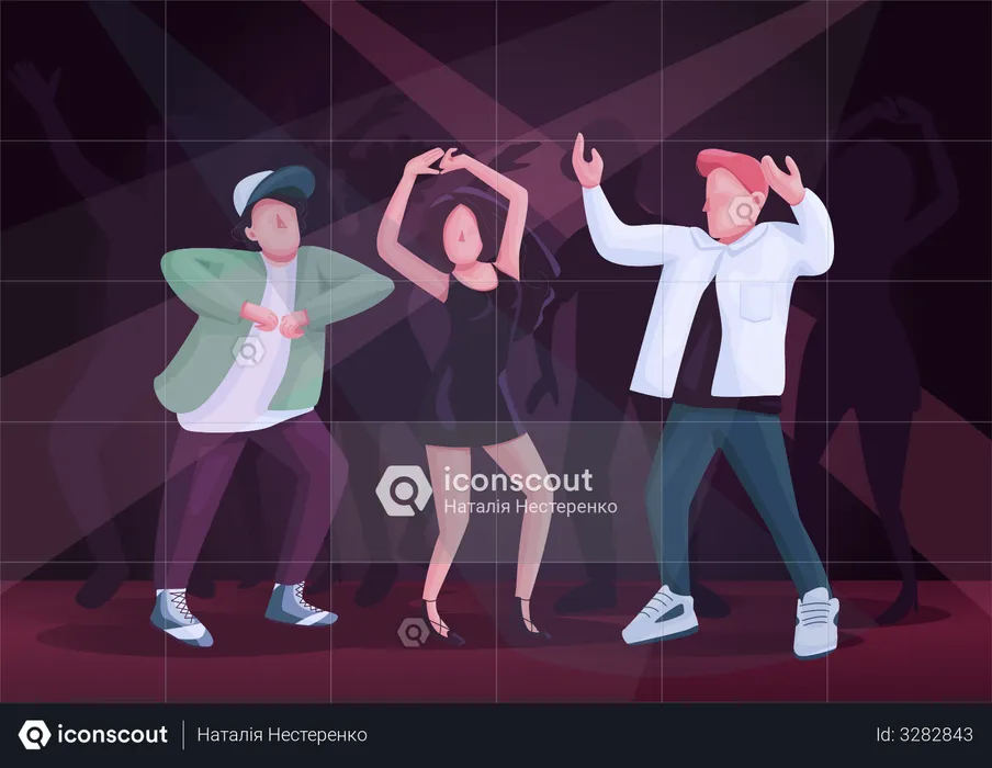 Männer und Frauen tanzen zusammen  Illustration