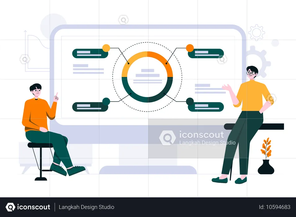 Männliche Mitarbeiter bei der Datenanalyse  Illustration