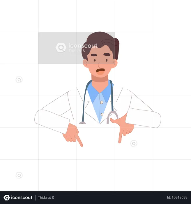 Männlicher Arzt zeigt in medizinischer Präsentation  Illustration