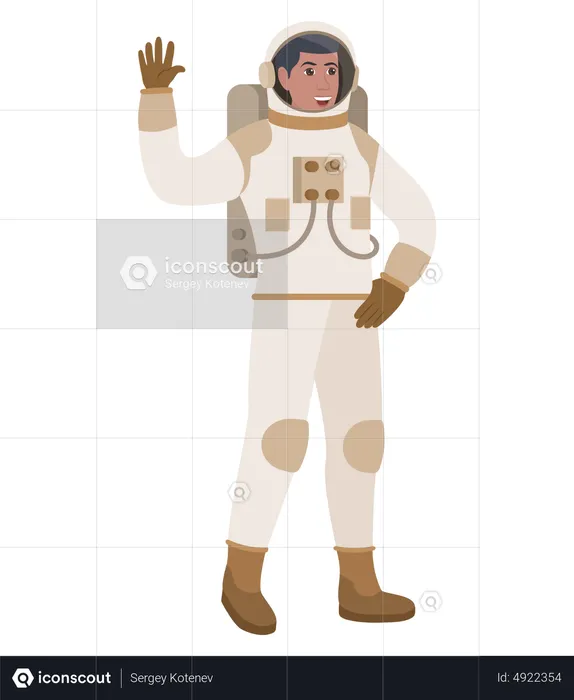 Männlicher Astronaut sagt Hallo  Illustration